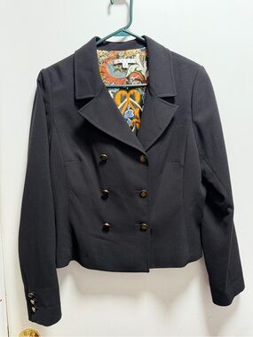 Cabi Blazer Women’s Size 14 Black Double Breasted Cropped Business Career Wear